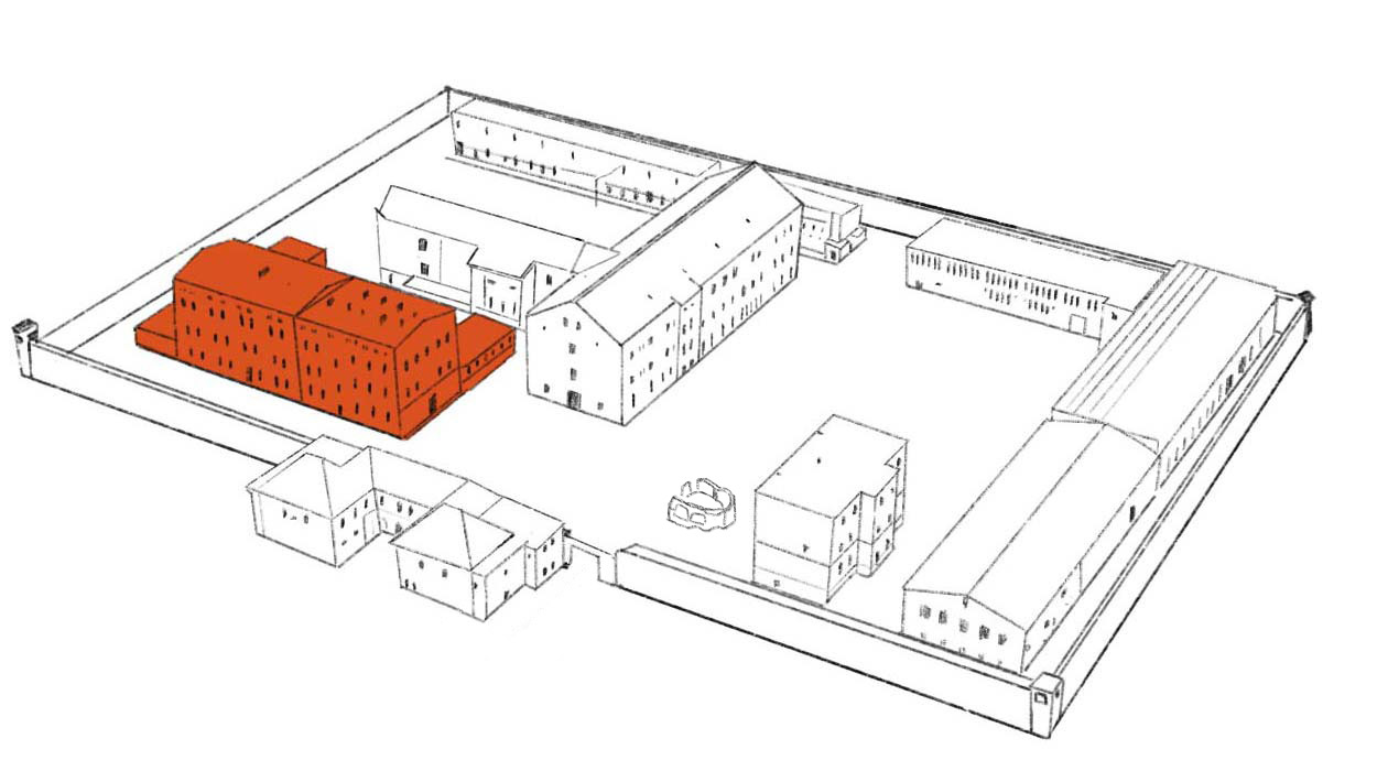 Grafik Haus 2, Duschen, Transportzellen