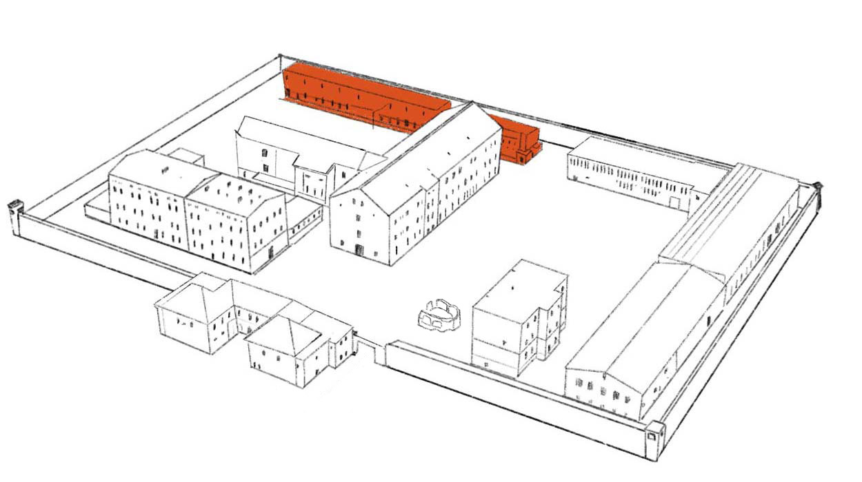 Grafik Wäscherei/Sprela, Hauswerkstätten, Effektenkammer